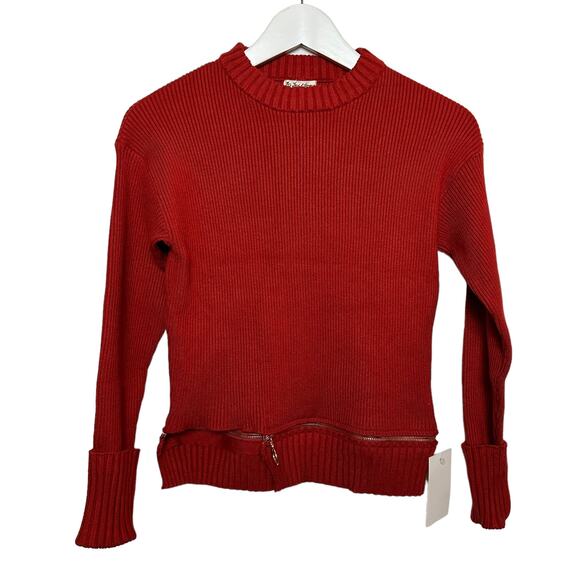 New with Tags For Love and Lemons Annie Zipper Sweater Ribbed Knit Small - Picture 2 of 11